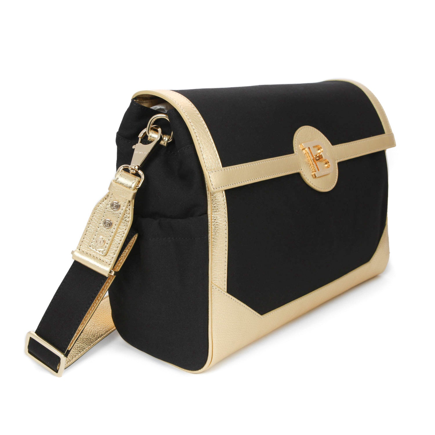 BORSA FASCIATOIO NERA E ORO CON MONOGRAMMA - annameglio.com abbigliamento moda