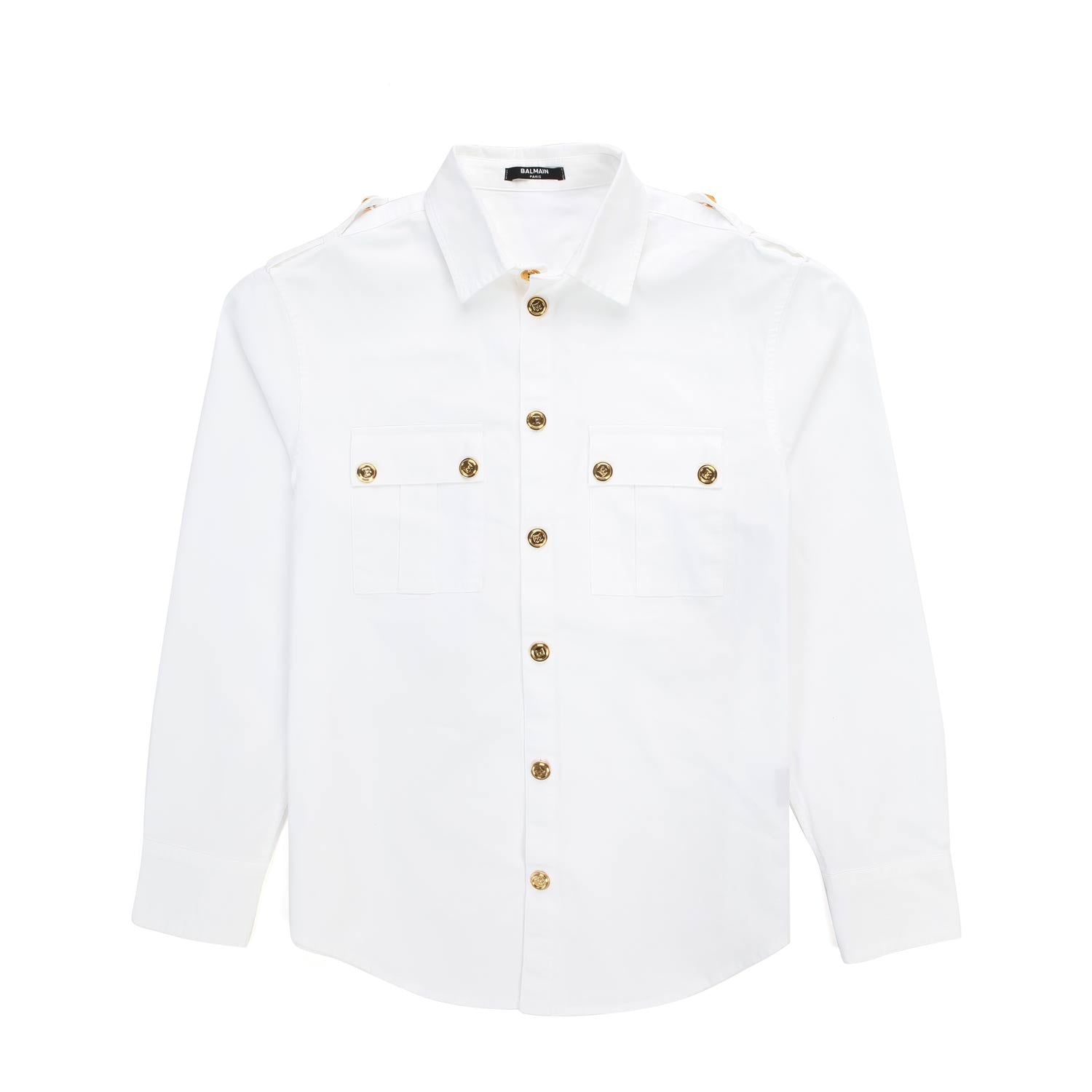 CAMICIA BIANCA CON BOTTONI ORO BAMBINA TEEN - annameglio.com abbigliamento moda