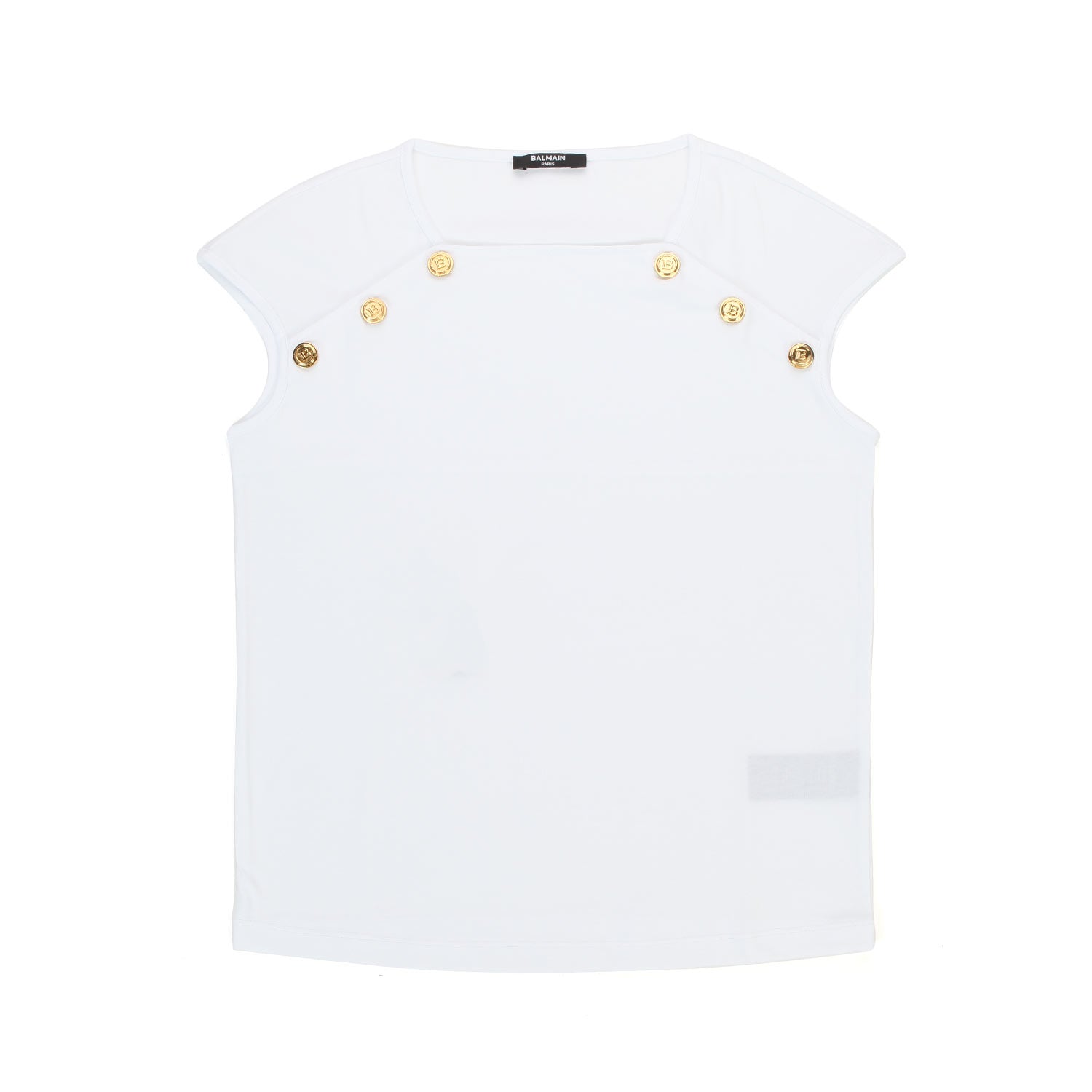 T-SHIRT BIANCA CON BOTTONI ORO BAMBINA TEEN - annameglio.com abbigliamento moda