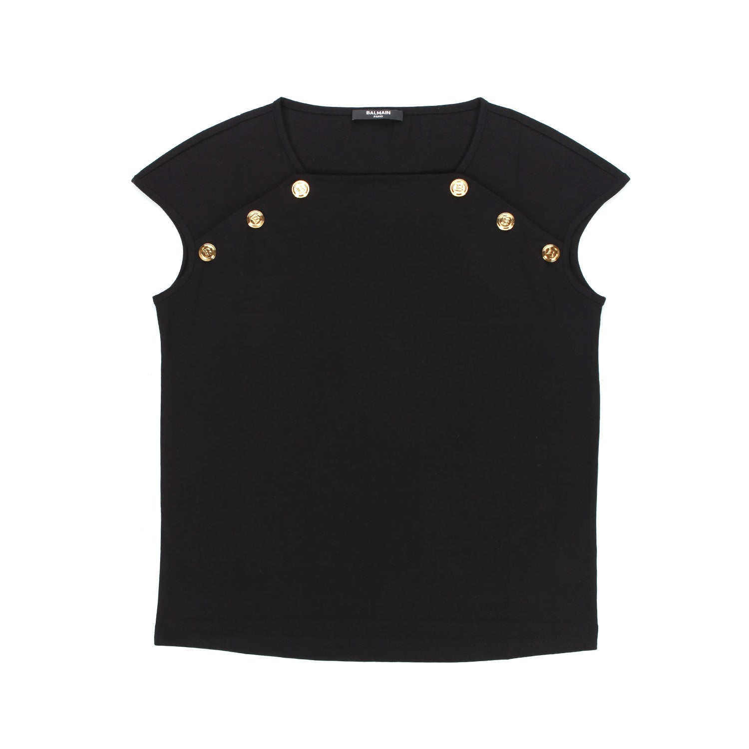 T-SHIRT NERA CON BOTTONI ORO BAMBINA TEEN - annameglio.com abbigliamento moda