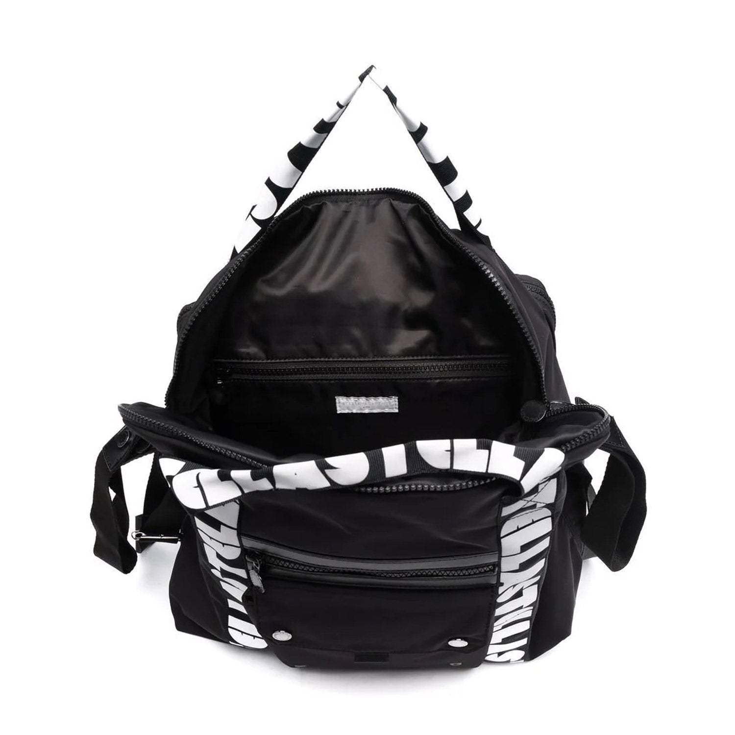 BORSA FASCIATOIO NERA CON LOGHI BIANCHI - annameglio.com abbigliamento moda