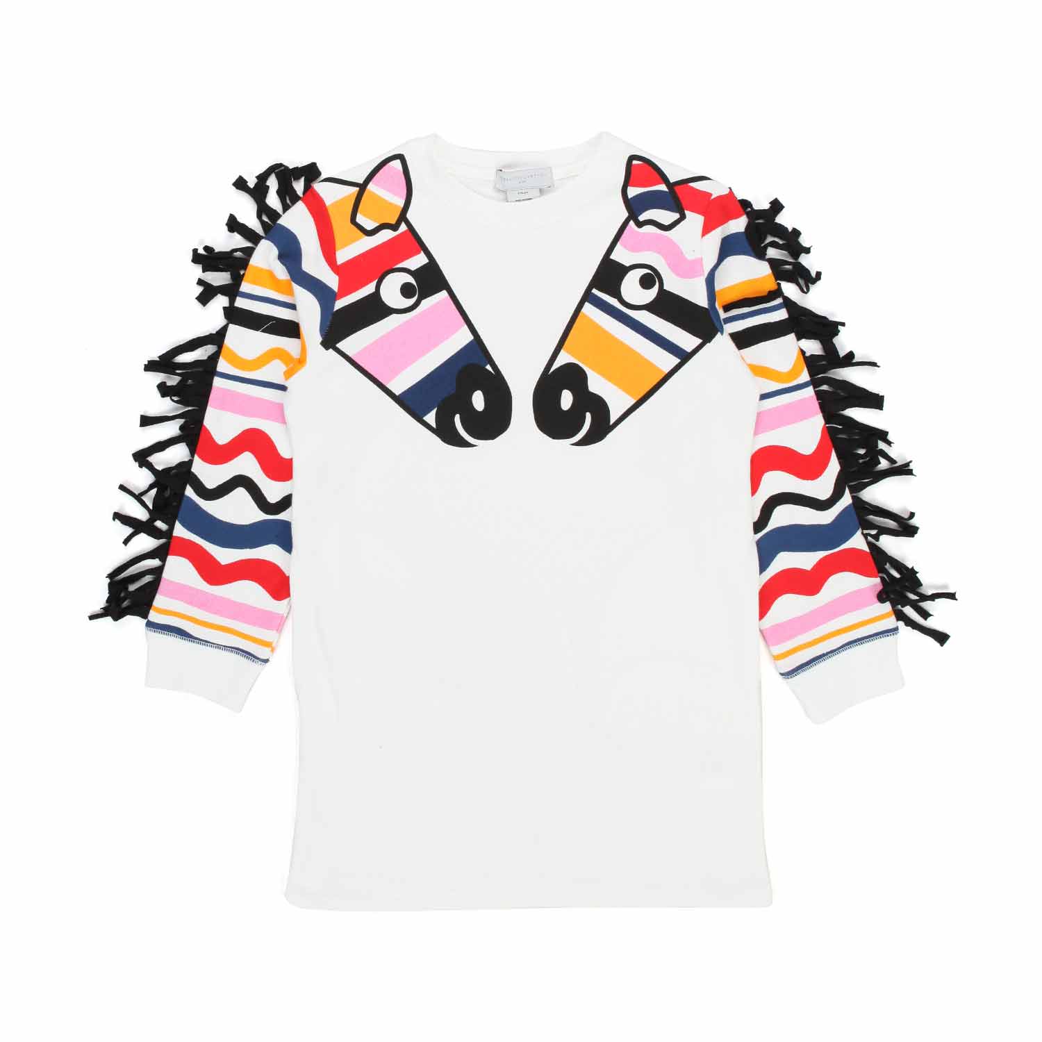 ABITO BIANCO CON ZEBRE MULTICOLOR BAMBINA - annameglio.com abbigliamento moda