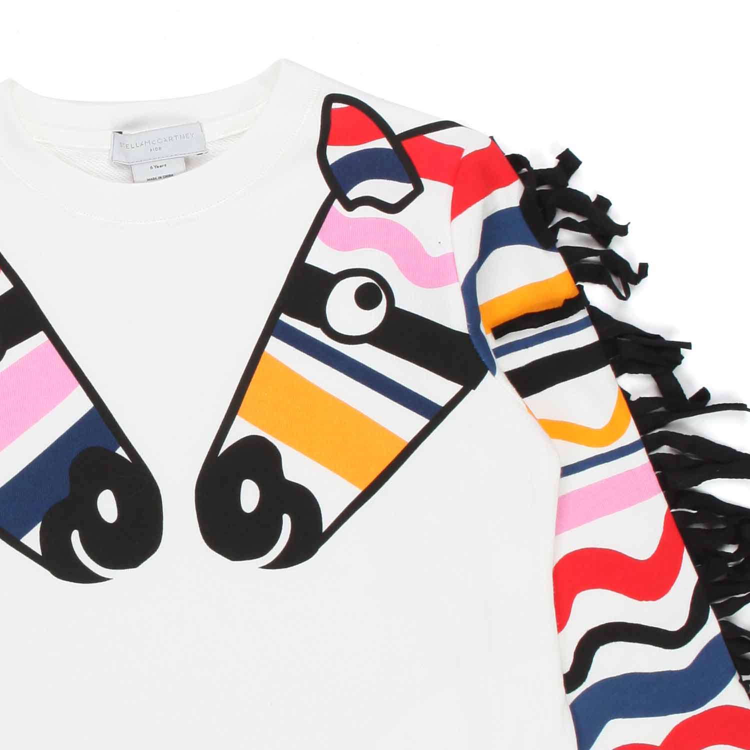 ABITO BIANCO CON ZEBRE MULTICOLOR BAMBINA - annameglio.com abbigliamento moda