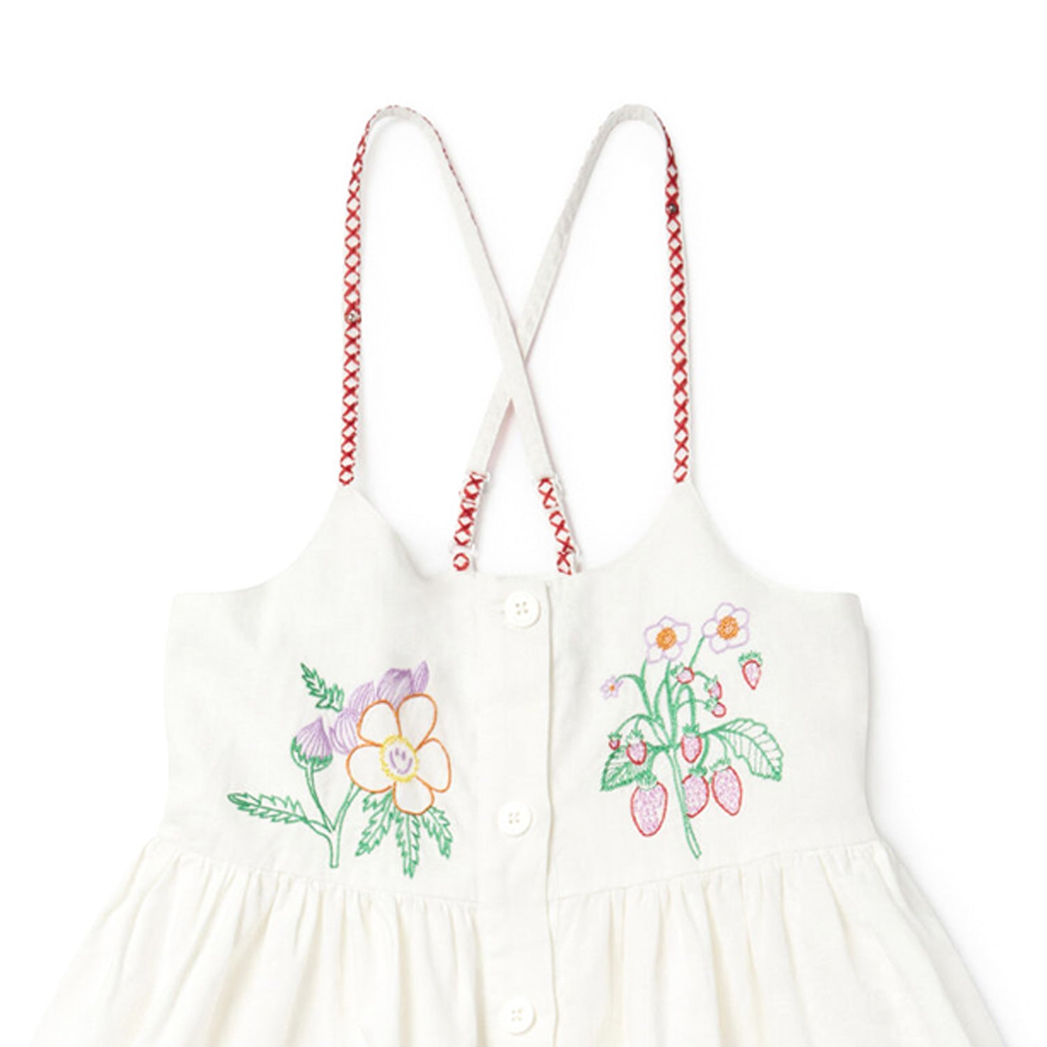 ABITO BIANCO PANNA CON FIORI RICAMATI BAMBINA - annameglio.com abbigliamento moda