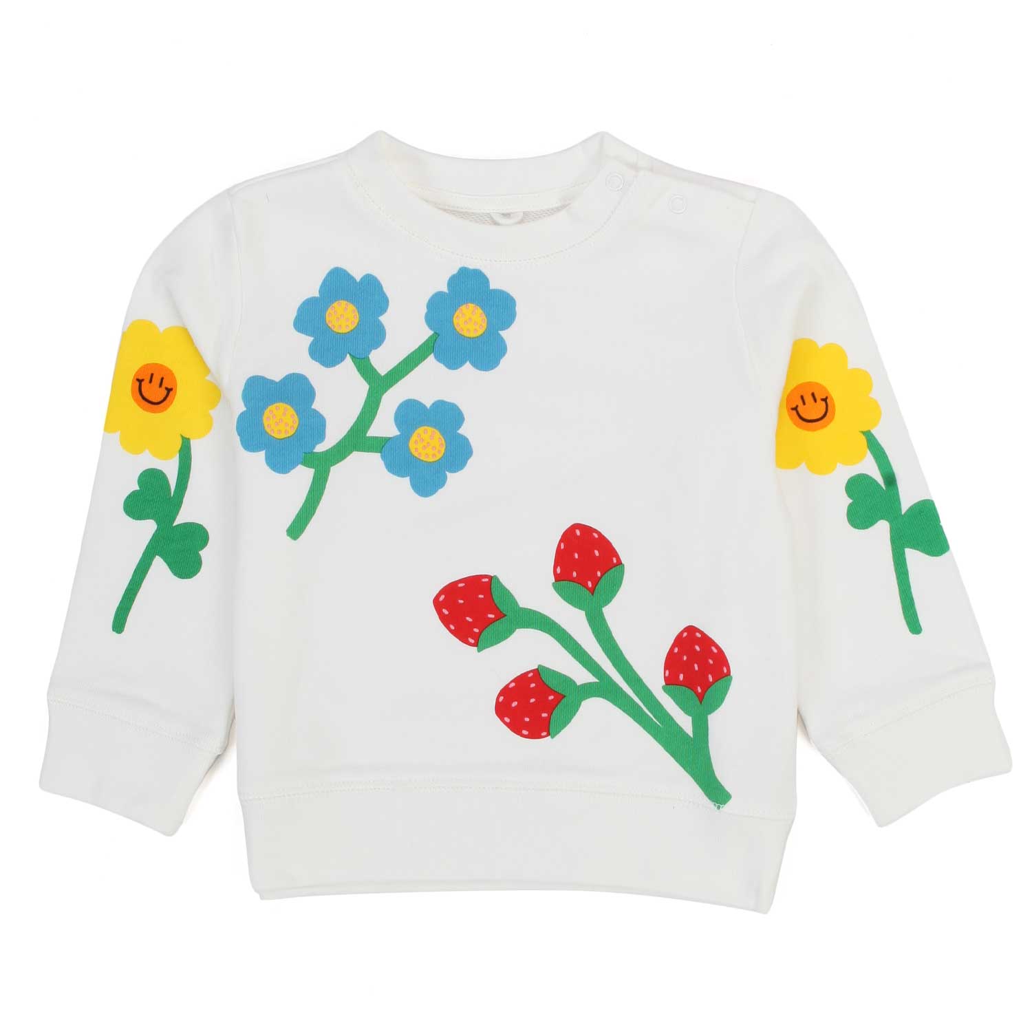 FELPA BIANCA CON FIORI BAMBINA E BEBÈ - annameglio.com abbigliamento moda