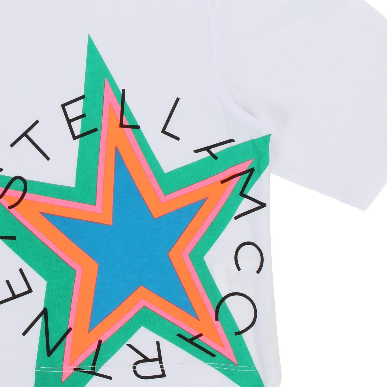 T-SHIRT CROPPED BIANCA CON STELLA MULTICOLOR - annameglio.com abbigliamento moda