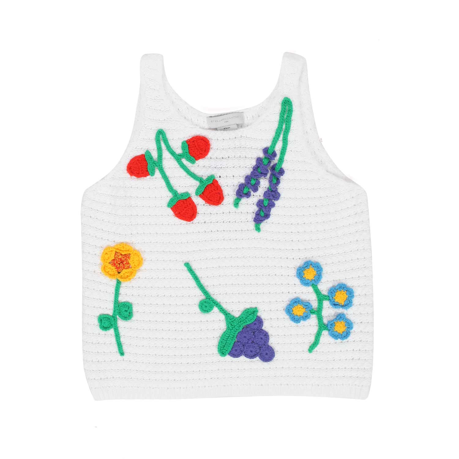 TOP UNCINETTO BIANCO CON FIORI BAMBINA E TEEN - annameglio.com abbigliamento moda