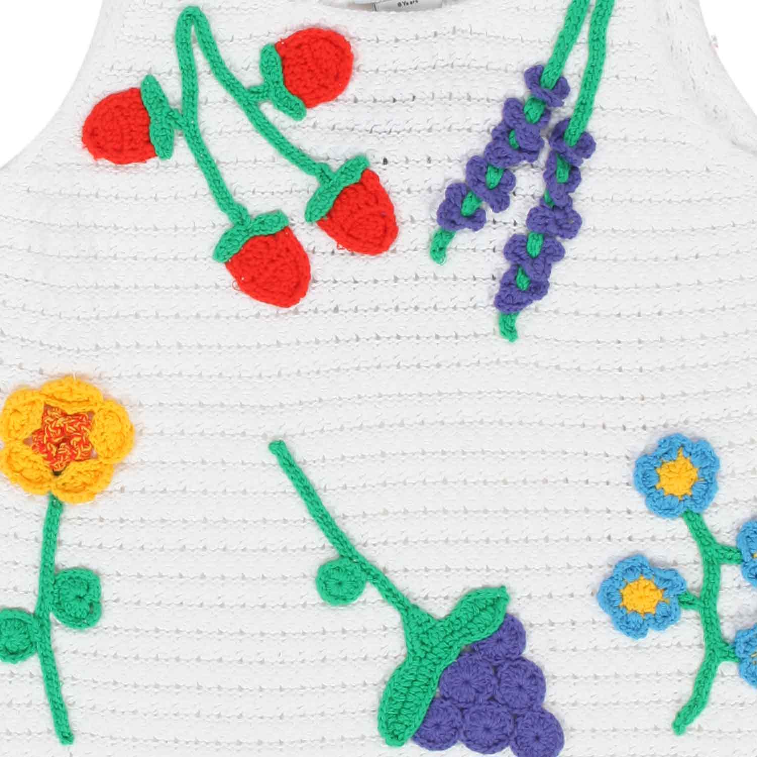 TOP UNCINETTO BIANCO CON FIORI BAMBINA E TEEN - annameglio.com abbigliamento moda