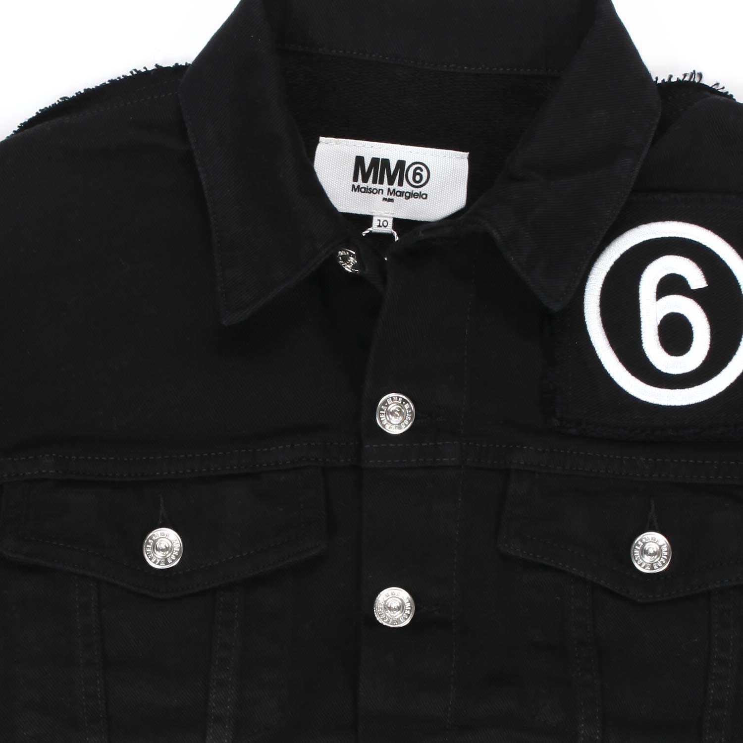 GIACCA DENIM NERA CON LOGO BIANCO BAMBINA E TEEN - annameglio.com abbigliamento moda