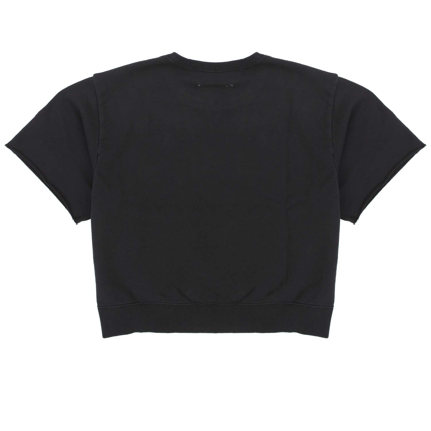 FELPA MANICA CORTA NERA CON SPACCHI BAMBINA E TEEN - annameglio.com abbigliamento moda