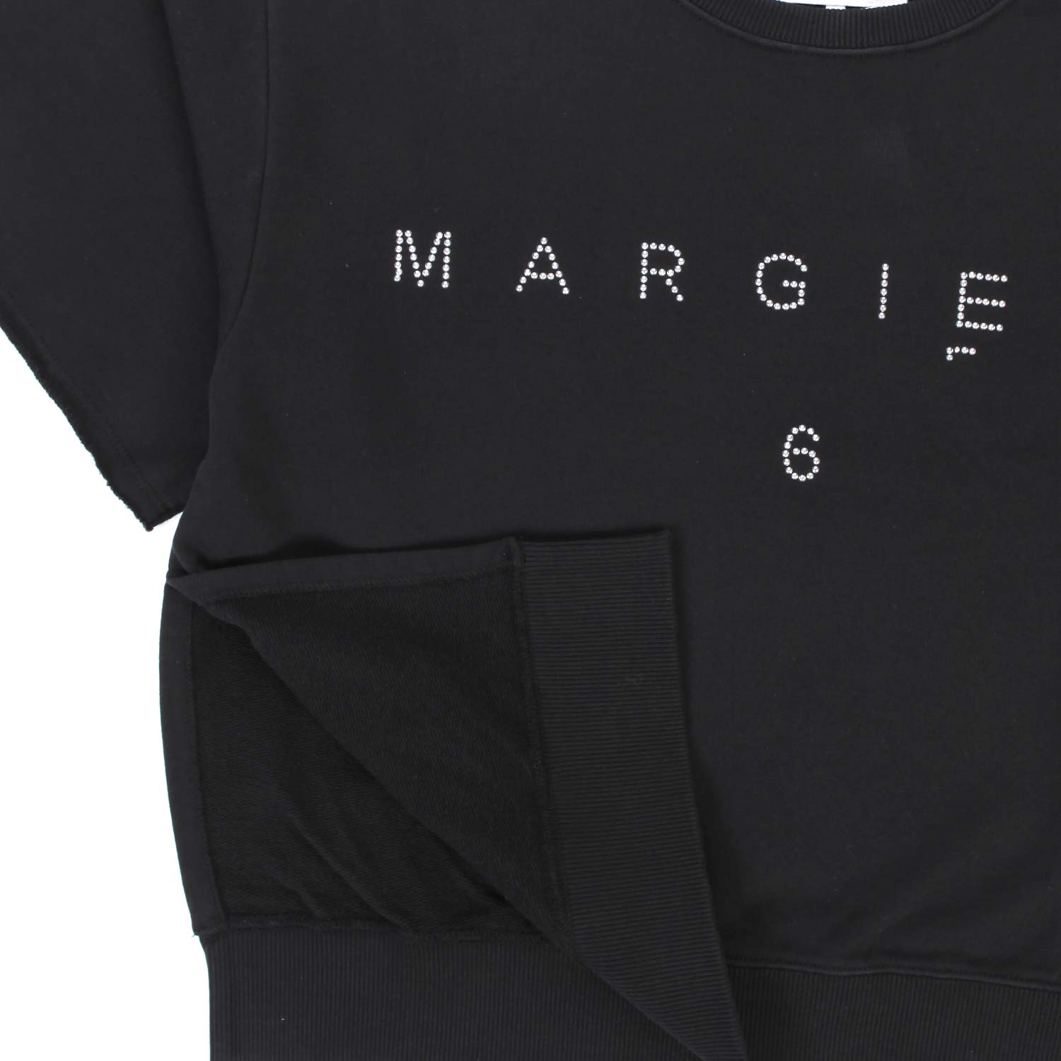 FELPA MANICA CORTA NERA CON SPACCHI BAMBINA E TEEN - annameglio.com abbigliamento moda