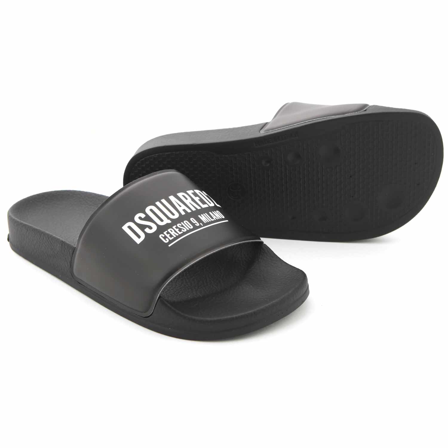 SLIDES UNISEX NERE CON LOGO BIANCO - annameglio.com abbigliamento moda