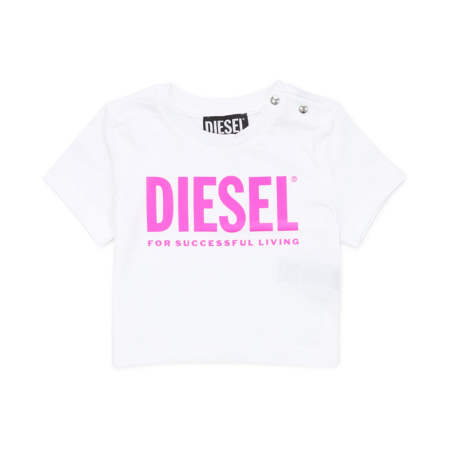 T-SHIRT BIANCA CON LOGO FUCSIA PER BIMBA - annameglio.com abbigliamento moda