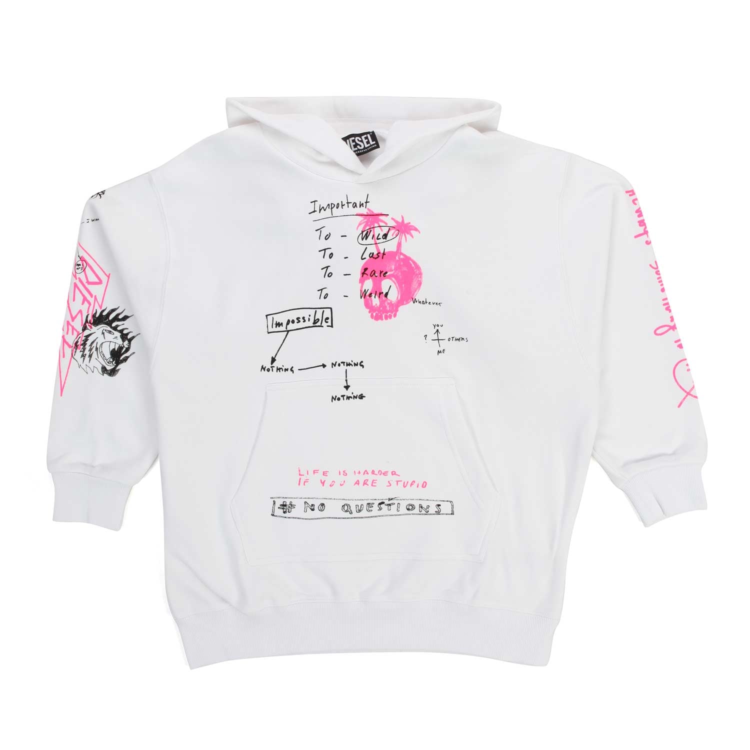 FELPA BIANCA CON STAMPA GIRL - annameglio.com abbigliamento moda