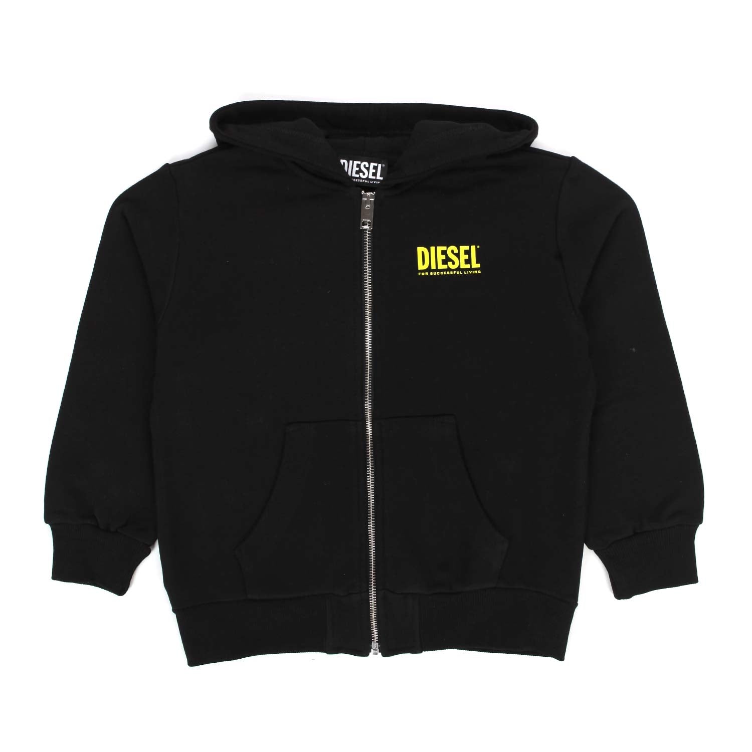 FELPA HOODIE UNISEX NERA CON LOGO GIALLO - annameglio.com abbigliamento moda