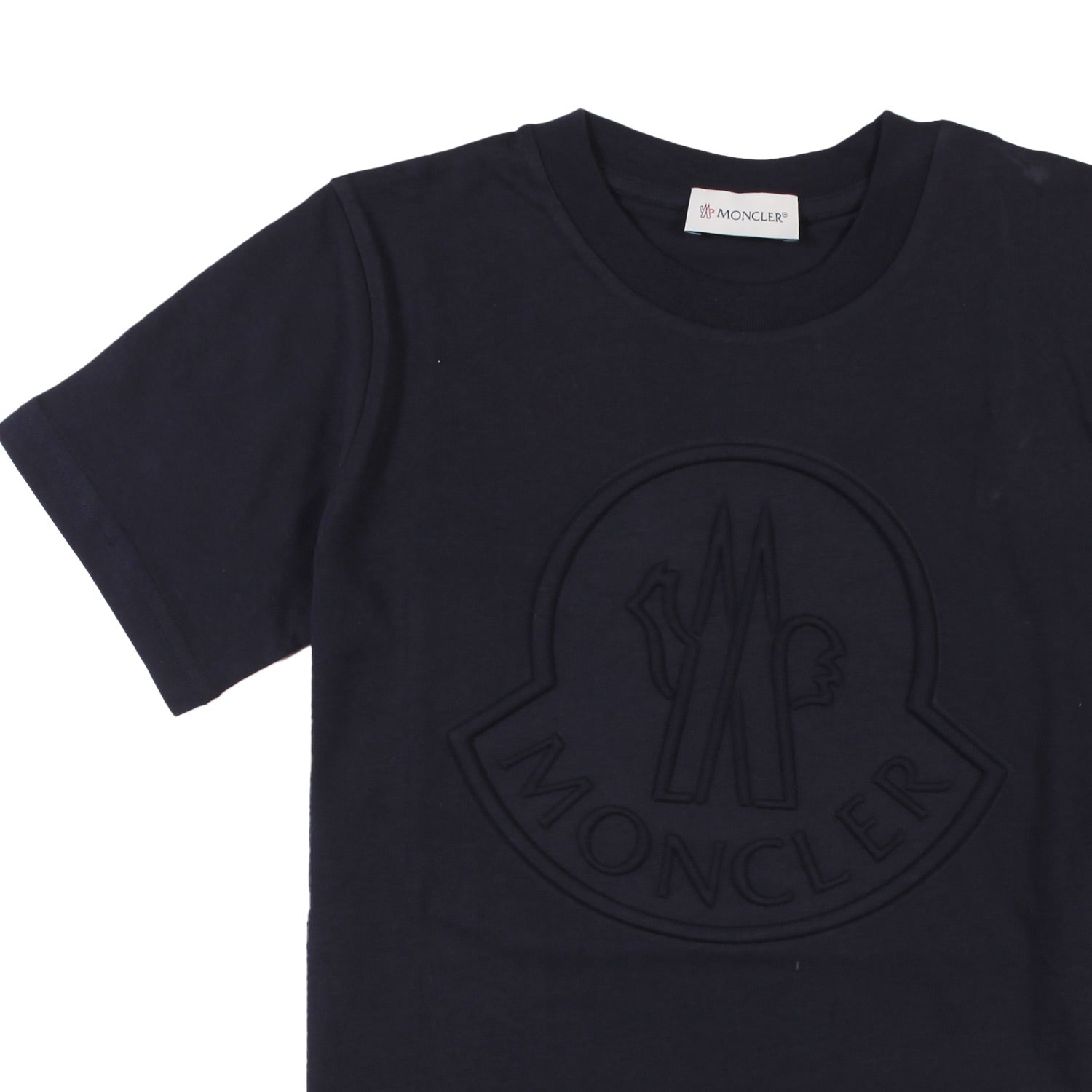 T-shirt Moncler blu navy con logo goffrato - annameglio.com abbigliamento moda