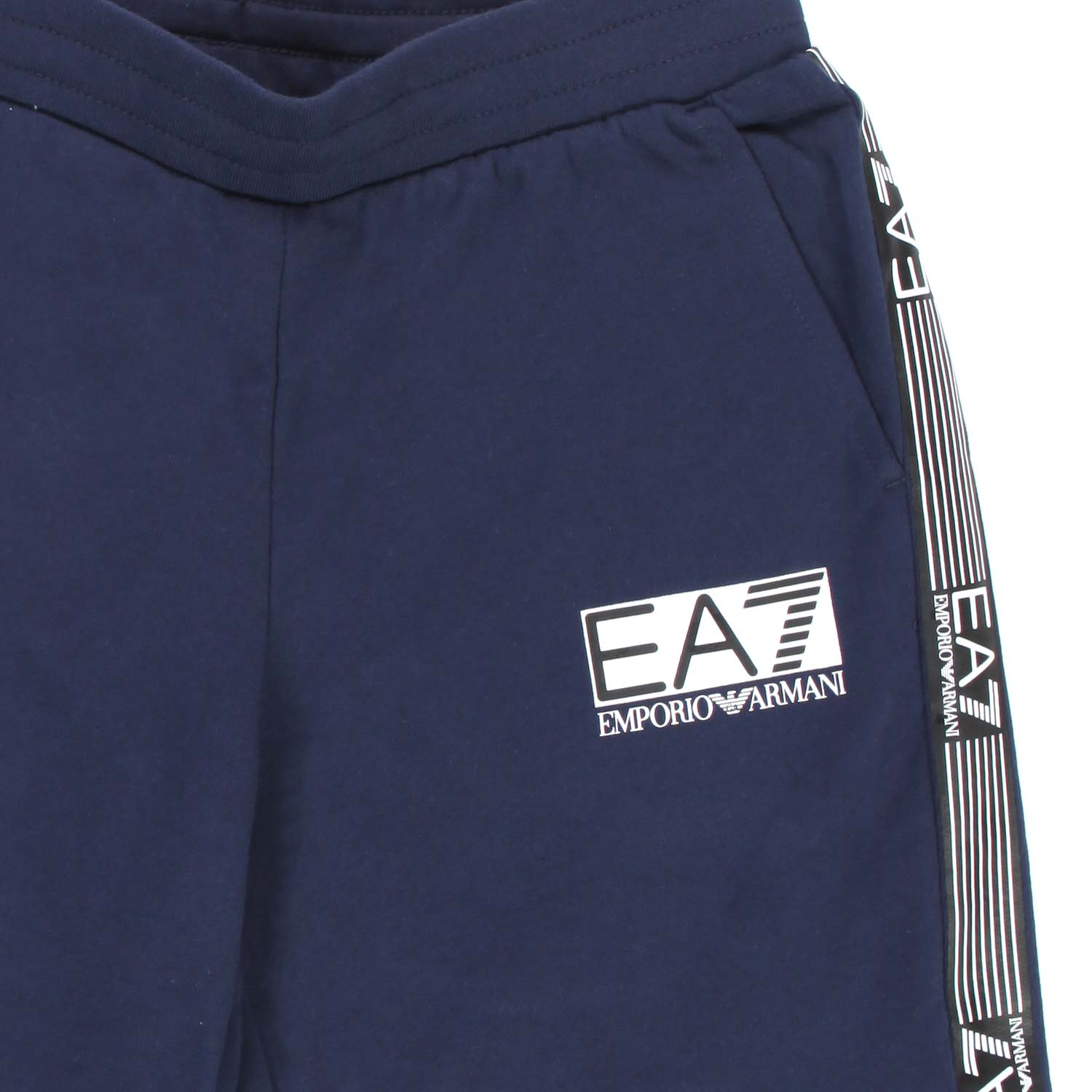 SHORTS IN FELPA BLU CON LOGHI EA7 BAMBINO E TEEN - annameglio.com abbigliamento moda