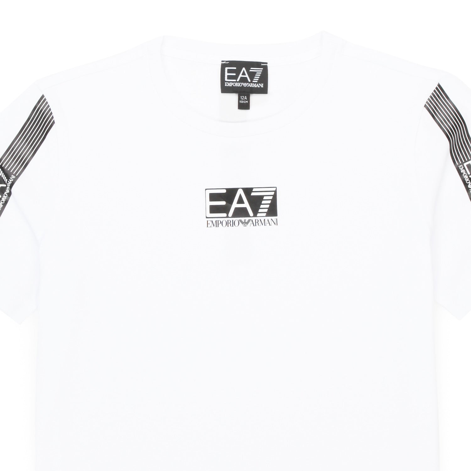 T-SHIRT BIANCA CON LOGHI EA7 NERI BAMBINO E TEEN - annameglio.com abbigliamento moda