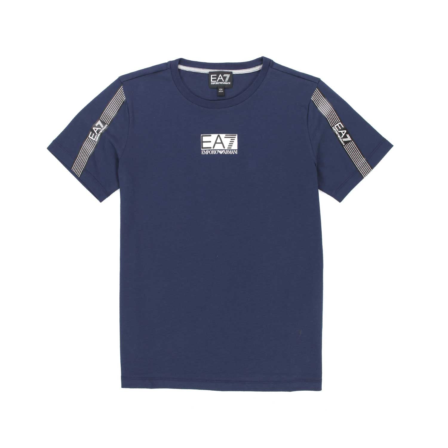 T-SHIRT BLU CON LOGHI EA7 NERI BAMBINO E TEEN - annameglio.com abbigliamento moda