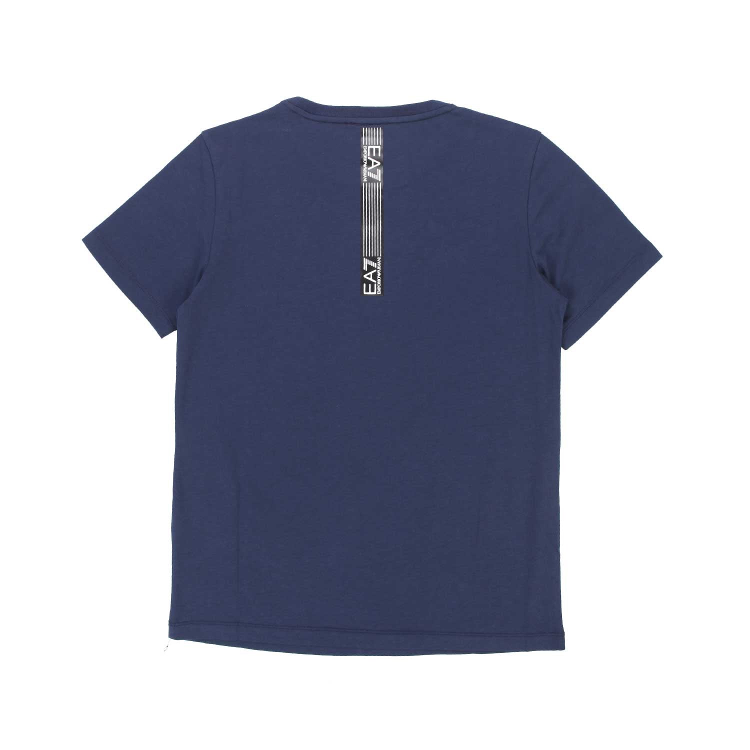 T-SHIRT BLU CON LOGHI EA7 NERI BAMBINO E TEEN - annameglio.com abbigliamento moda