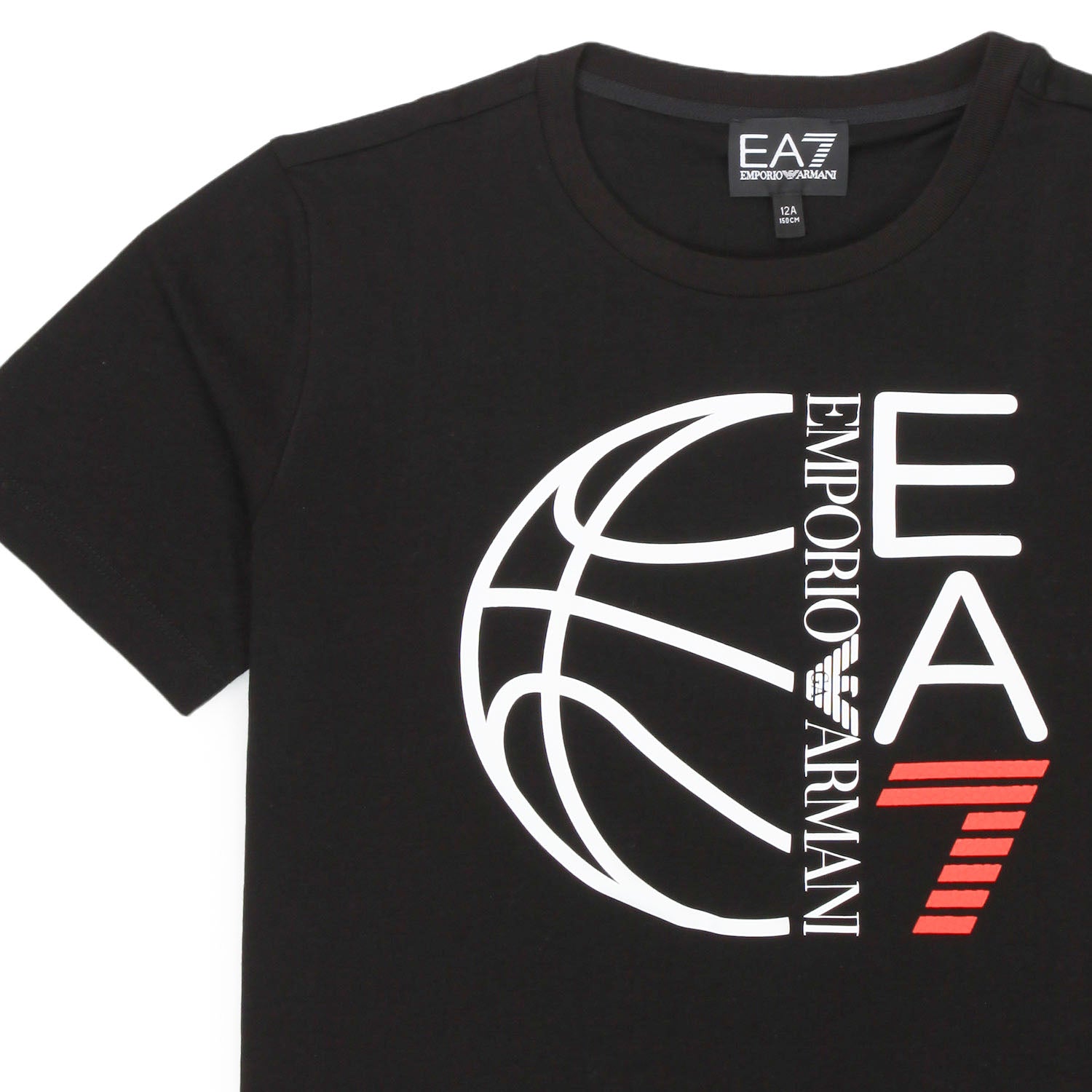 T-SHIRT NERA CON STAMPA EA7 BAMBINO E TEEN - annameglio.com abbigliamento moda
