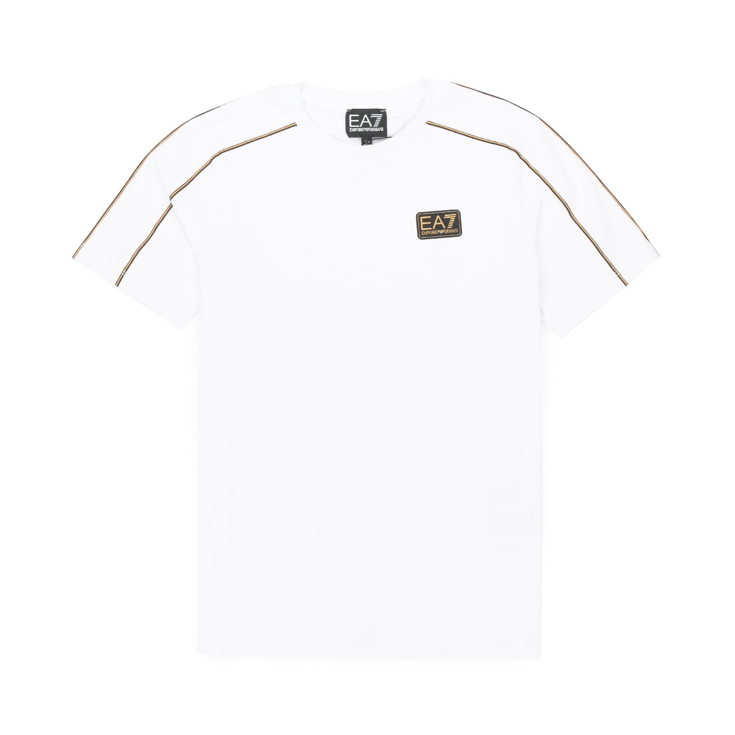 T-SHIRT EA7 BIANCA CON DETTAGLI ORO BAMBINO E TEEN - annameglio.com abbigliamento moda