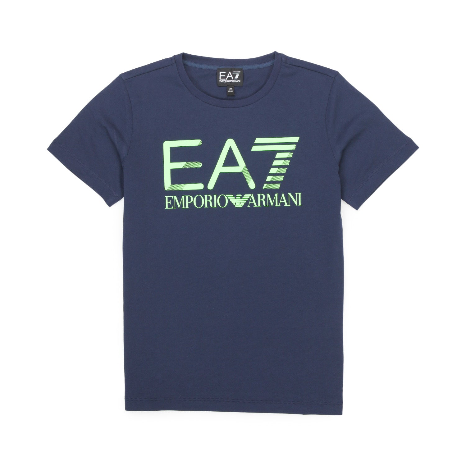 T-SHIRT EA7 BLU CON LOGO VERDE FLUO BAMBINO TEEN - annameglio.com abbigliamento moda
