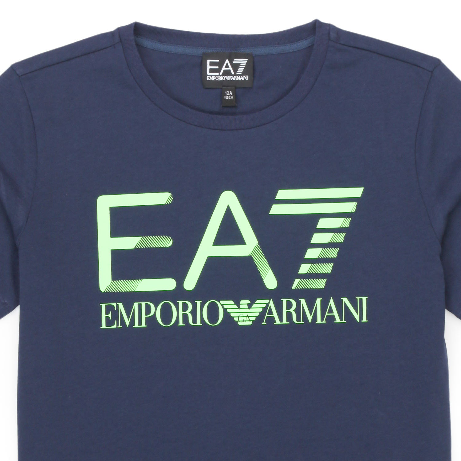T-SHIRT EA7 BLU CON LOGO VERDE FLUO BAMBINO TEEN - annameglio.com abbigliamento moda