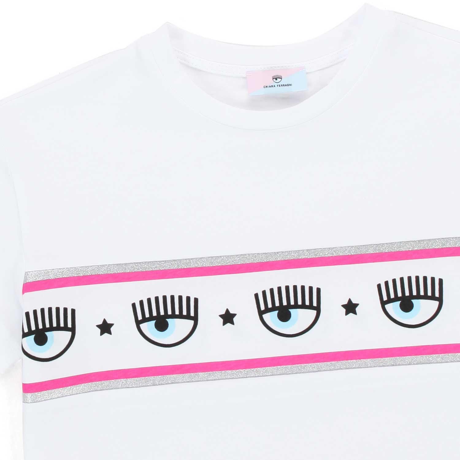 T-SHIRT CROP TOP LOGOMANIA BIANCA BAMBINA - annameglio.com abbigliamento moda