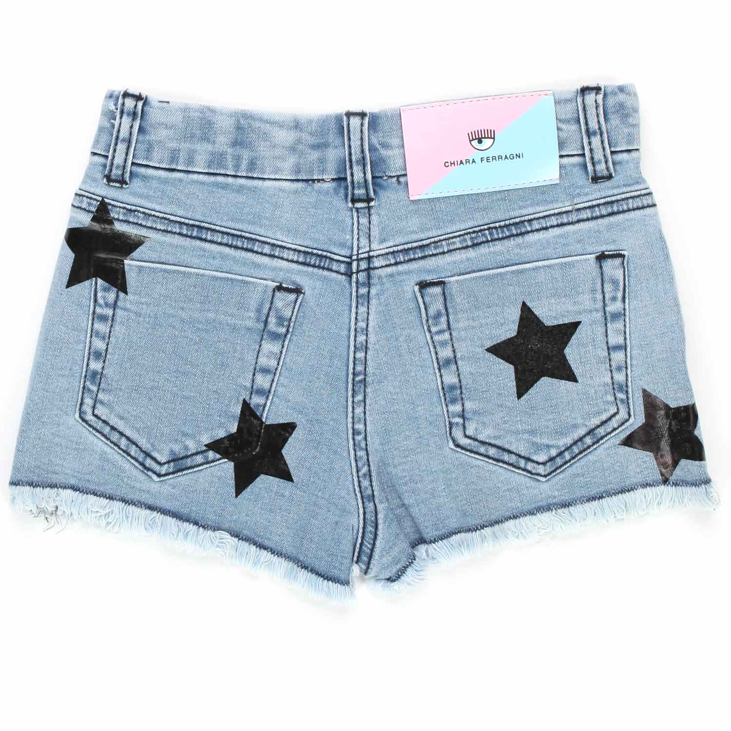 SHORTS EYE STAR IN DENIM CHIARO BAMBINA - annameglio.com abbigliamento moda