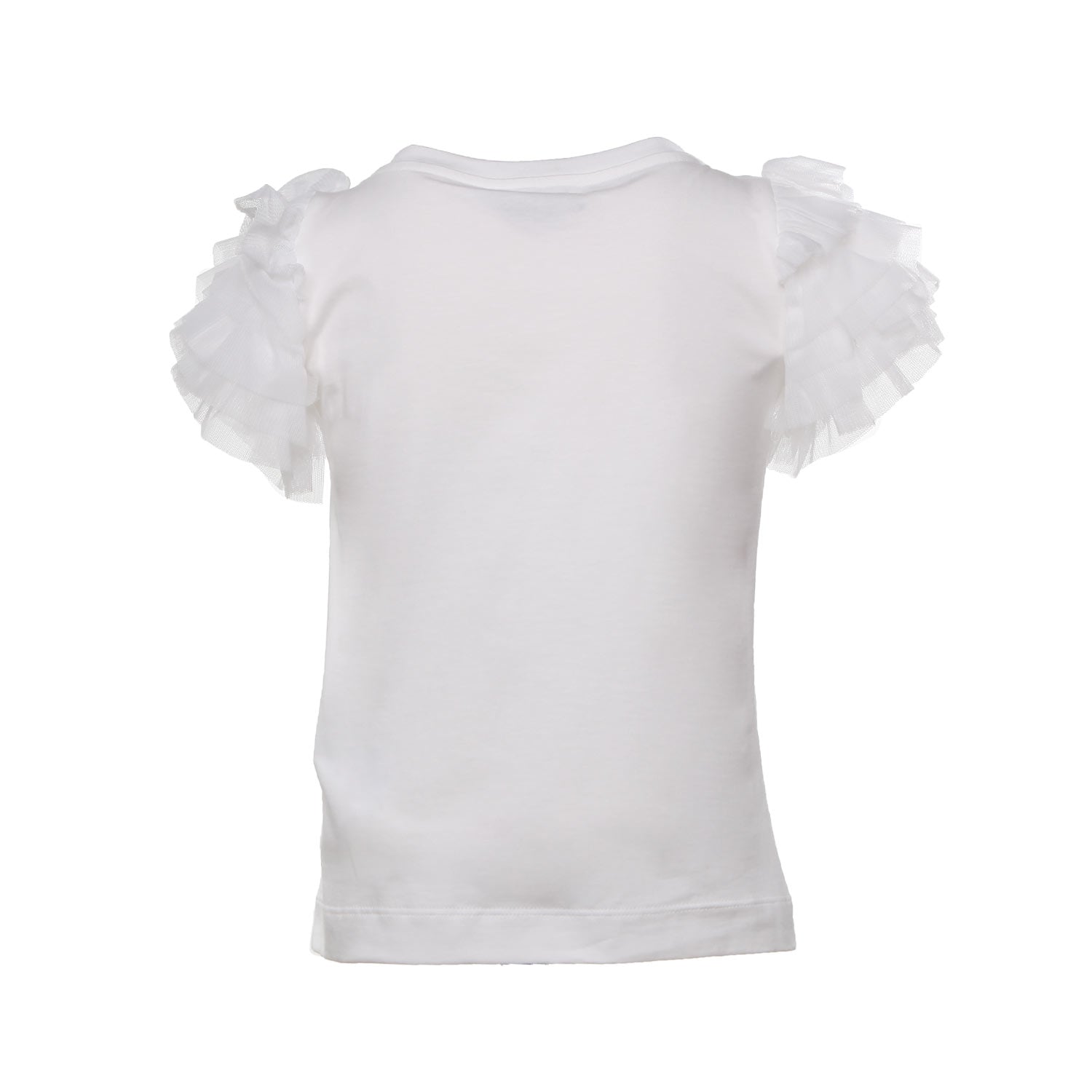 T-SHIRT BIANCA CON MANICHE GALETTE BAMBINA - annameglio.com abbigliamento moda