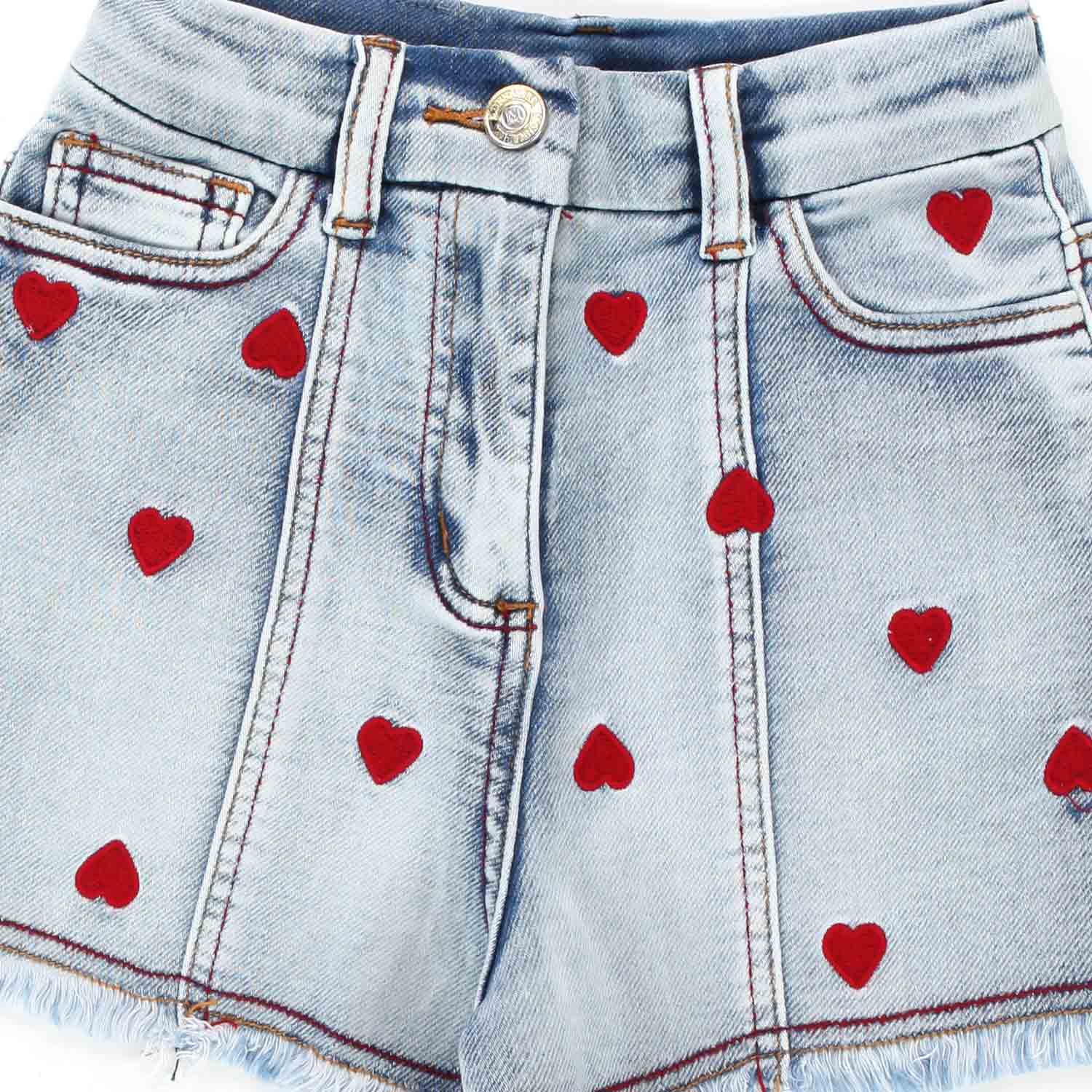 SHORTS DI JEANS CON CUORI ROSSI BAMBINA - annameglio.com abbigliamento moda