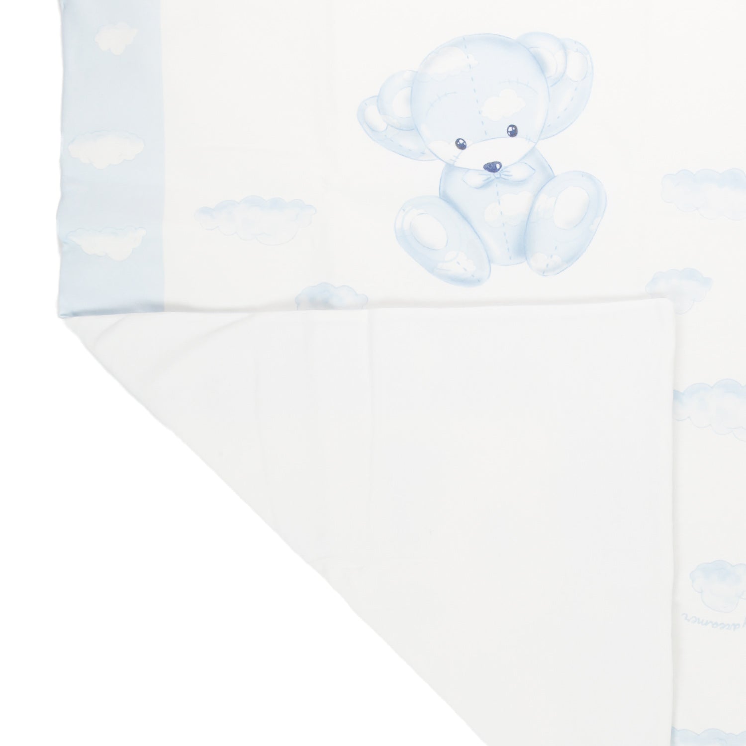 COPERTINA BIANCA E CELESTE CON NUVOLE NEONATO - annameglio.com abbigliamento moda