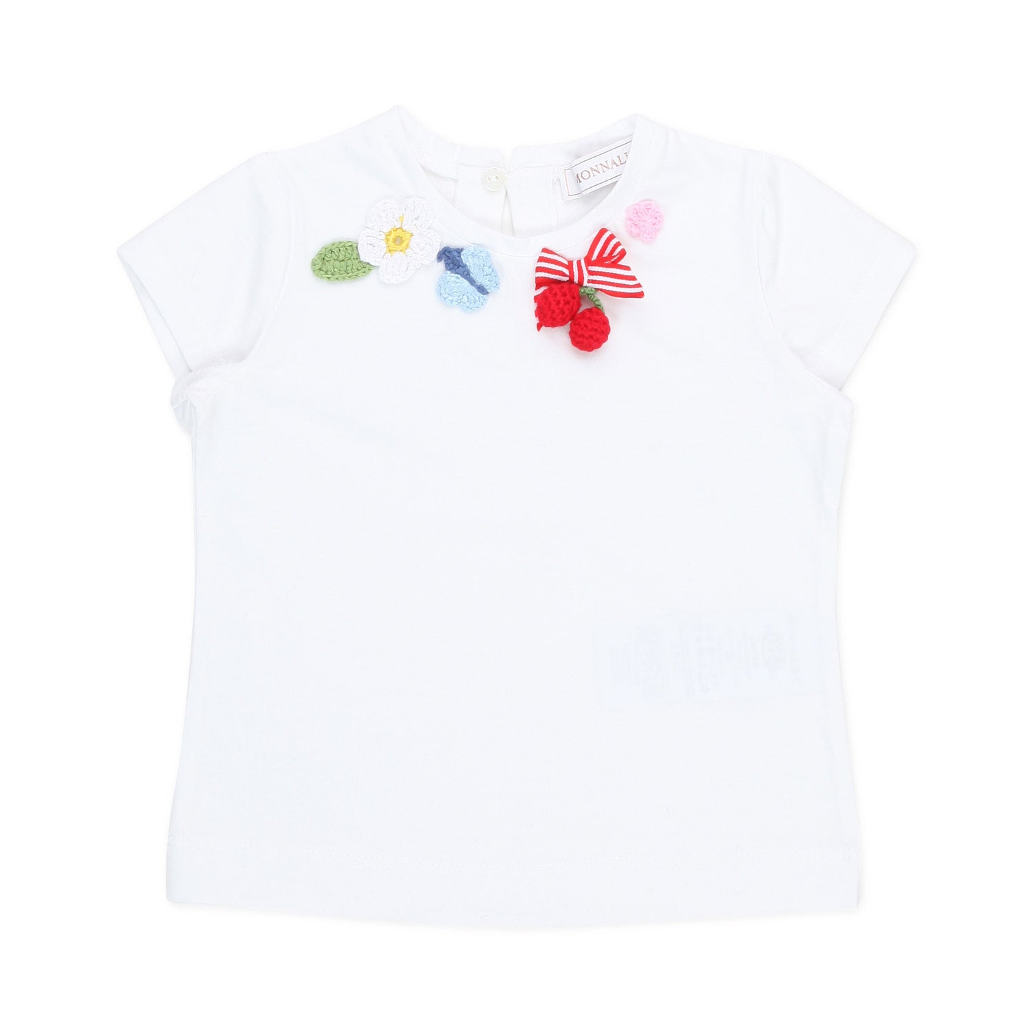 T-SHIRT BIANCA CON RICAMI MULTICOLOR BAMBINA BABY - annameglio.com abbigliamento moda