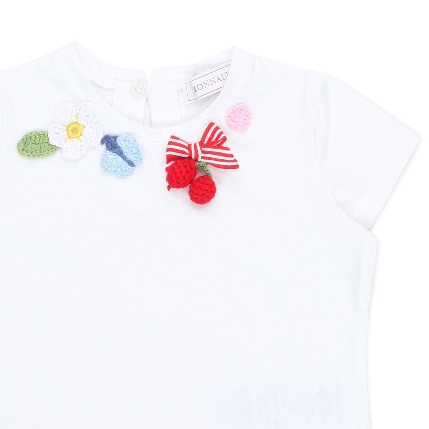T-SHIRT BIANCA CON RICAMI MULTICOLOR BAMBINA BABY - annameglio.com abbigliamento moda