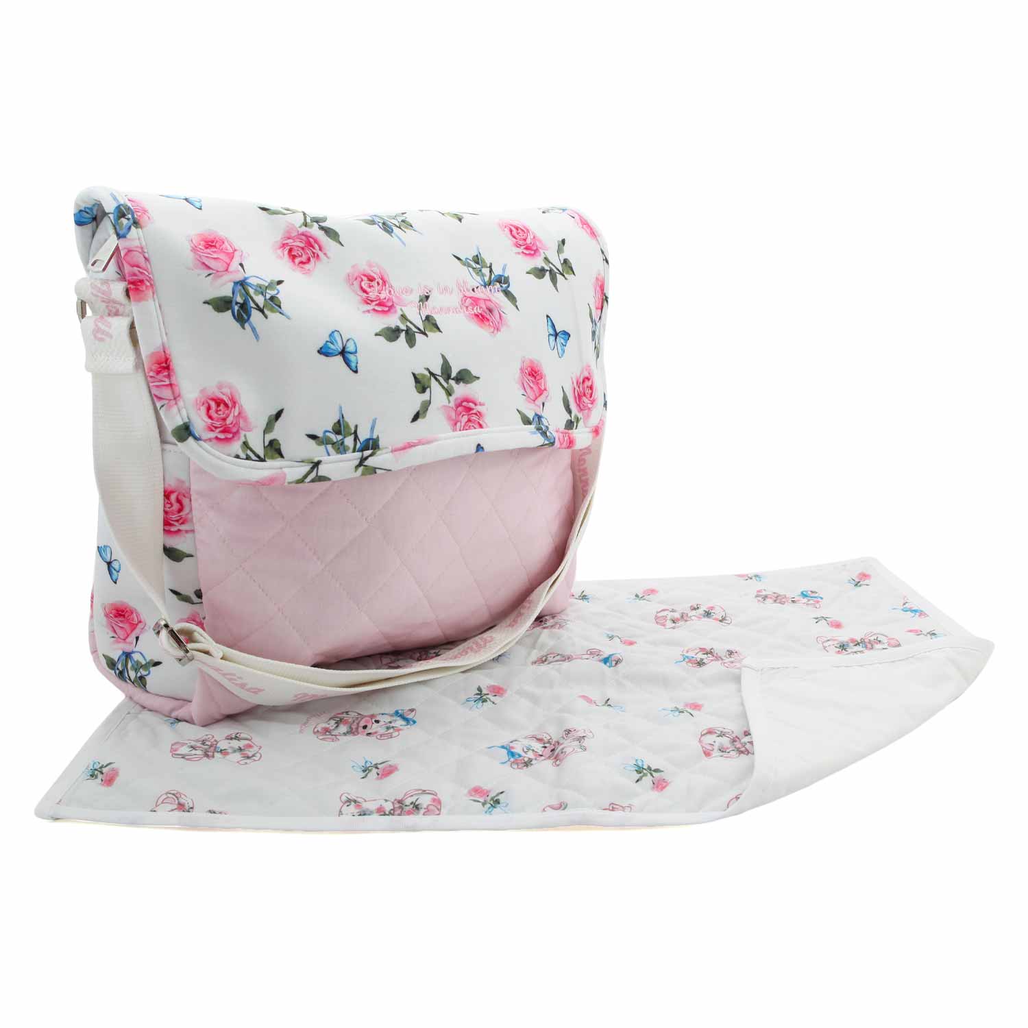 BORSA FASCIATOIO BIANCA E ROSA CON TAPPETINO - annameglio.com abbigliamento moda