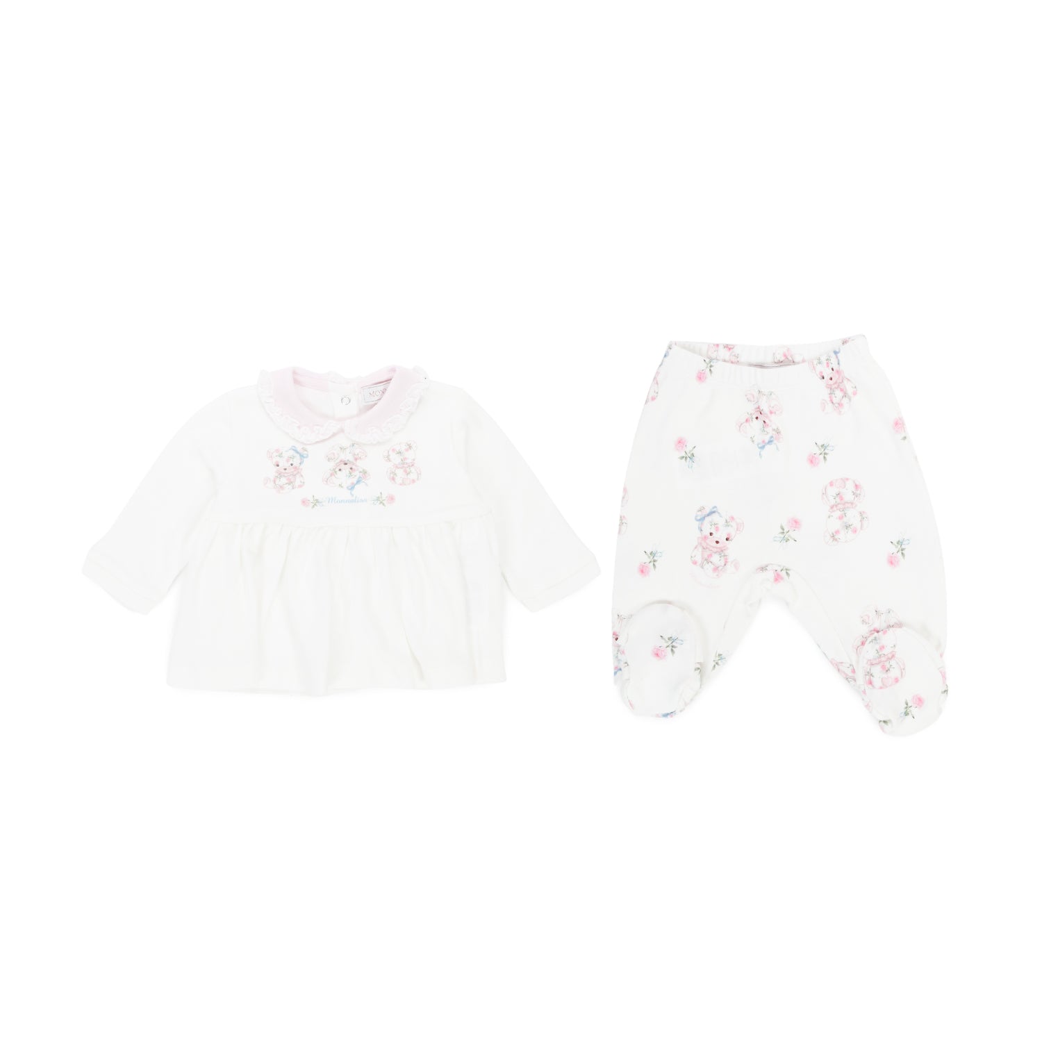 TUTINA DUE PEZZI BIANCA E ROSA NEONATA - annameglio.com abbigliamento moda