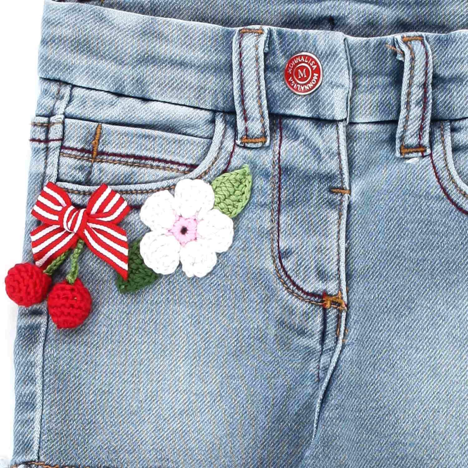 SHORTS DI JEANS CON PATCH COLORATE BAMBINA BABY - annameglio.com abbigliamento moda