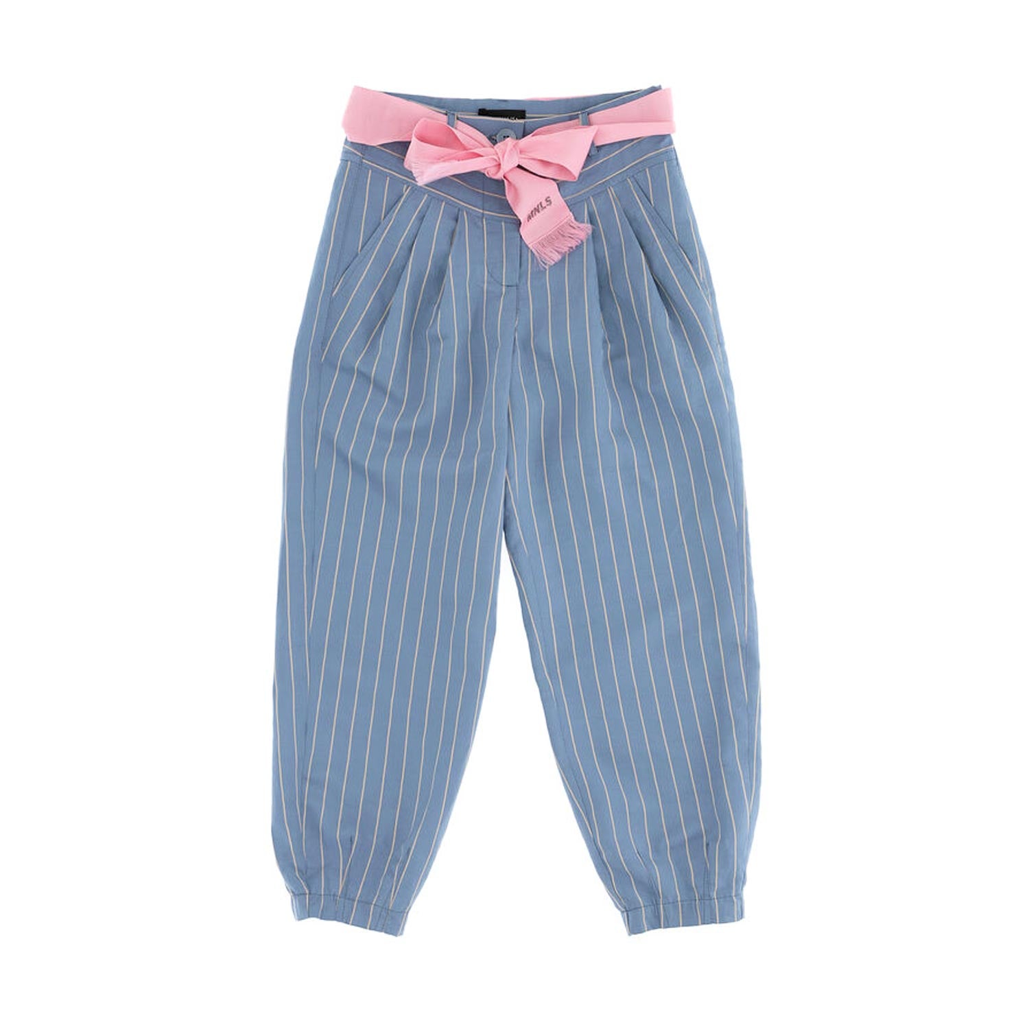PANTALONE BLU AVIO CON RIGHE BEIGE BAMBINA TEEN - annameglio.com abbigliamento moda