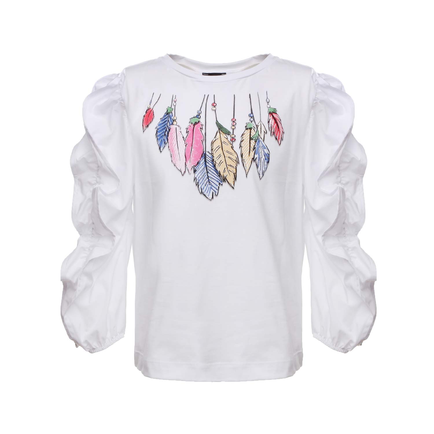 T-SHIRT BIANCA CON MANICHE IN MUSSOLA BAMBINA TEEN - annameglio.com abbigliamento moda