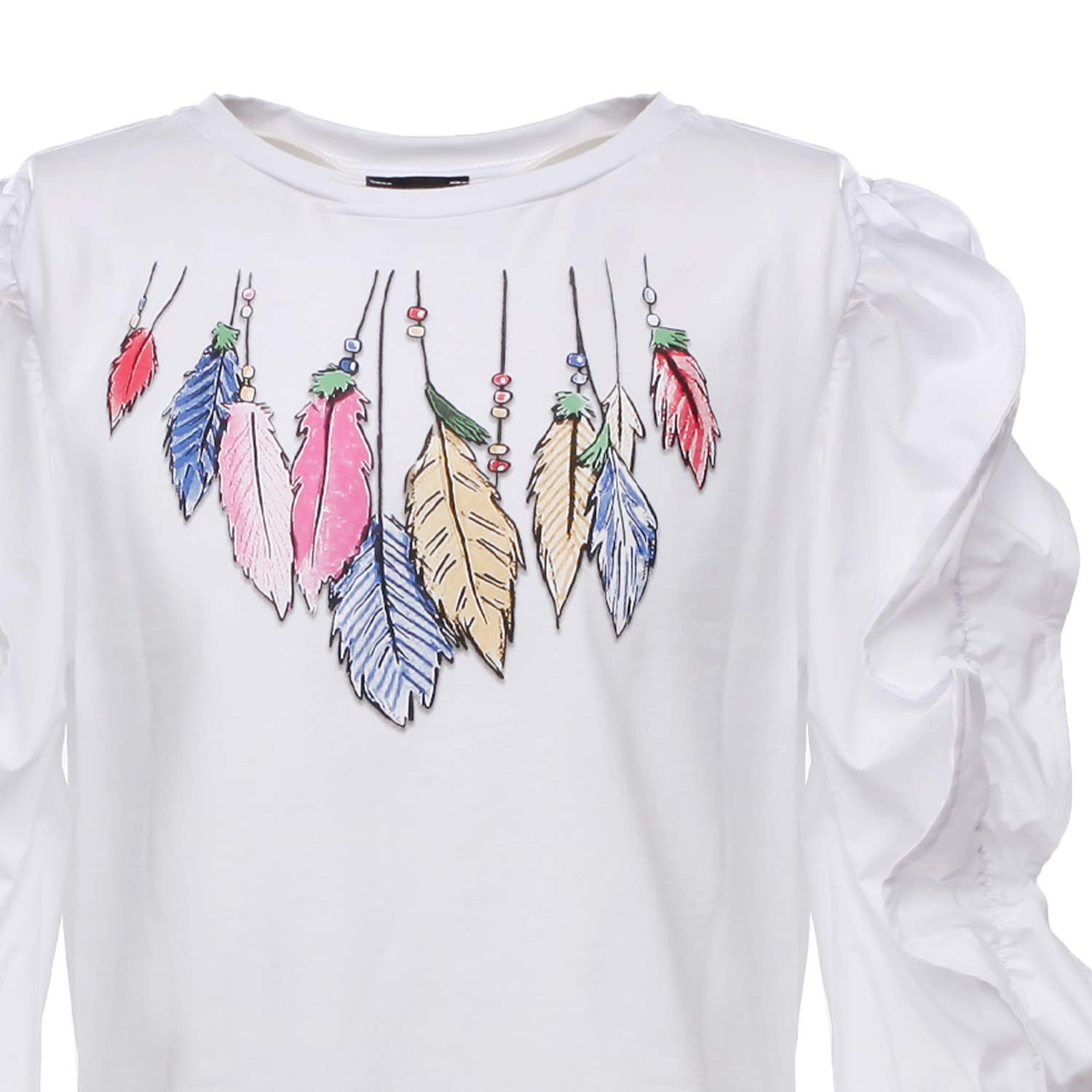 T-SHIRT BIANCA CON MANICHE IN MUSSOLA BAMBINA TEEN - annameglio.com abbigliamento moda