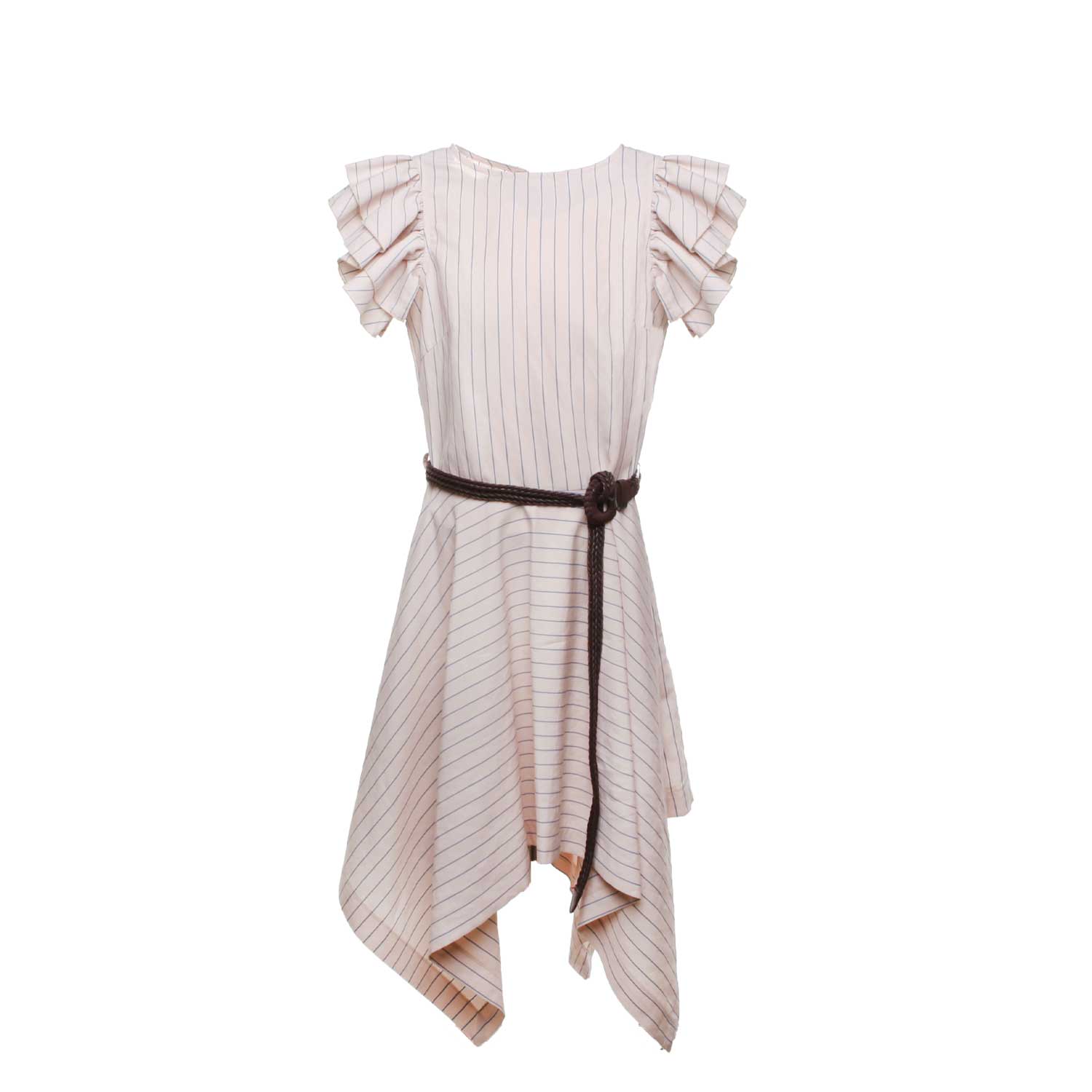 ABITO ECRU CON RIGHE BLU AVIO BAMBINA TEEN - annameglio.com abbigliamento moda