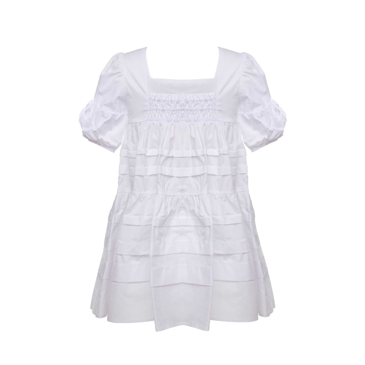 ABITO POPELINE BIANCO CON BALZE BAMBINA E TEEN - annameglio.com abbigliamento moda