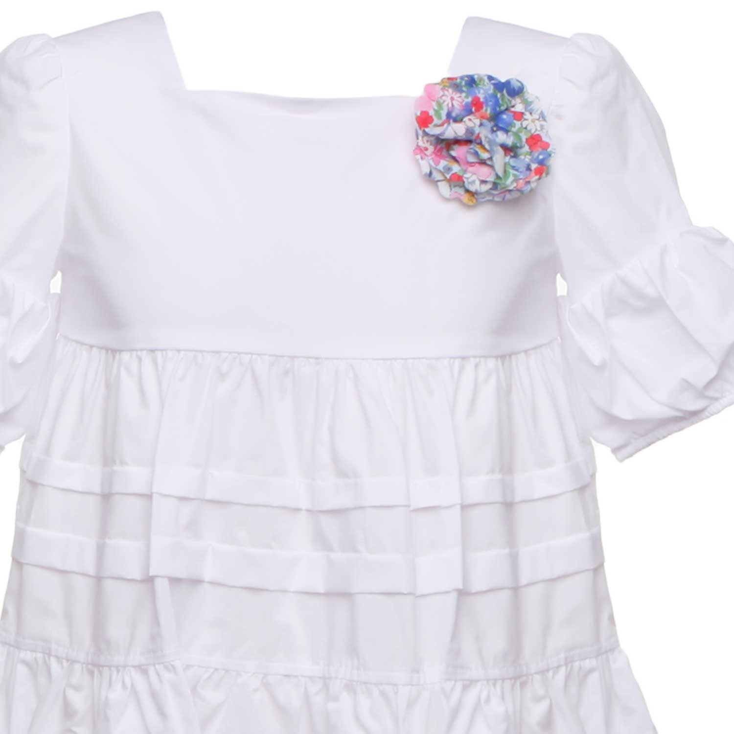 ABITO POPELINE BIANCO CON BALZE BAMBINA E TEEN - annameglio.com abbigliamento moda