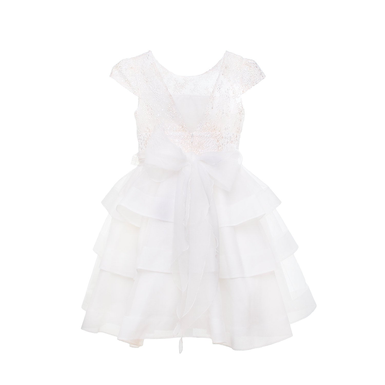 ABITO CERIMONIA BIANCO E ORO A BALZE BAMBINA TEEN - annameglio.com abbigliamento moda