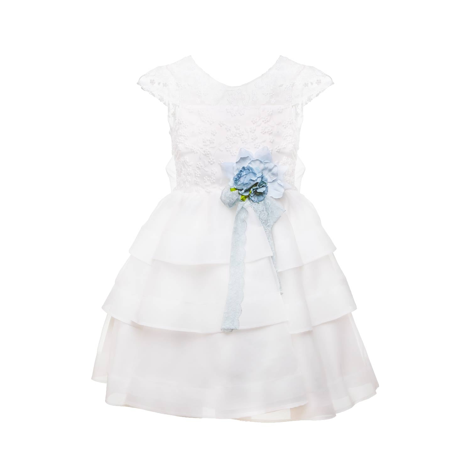 ABITO CERIMONIA BIANCO E CELESTE A BALZE TEEN - annameglio.com abbigliamento moda