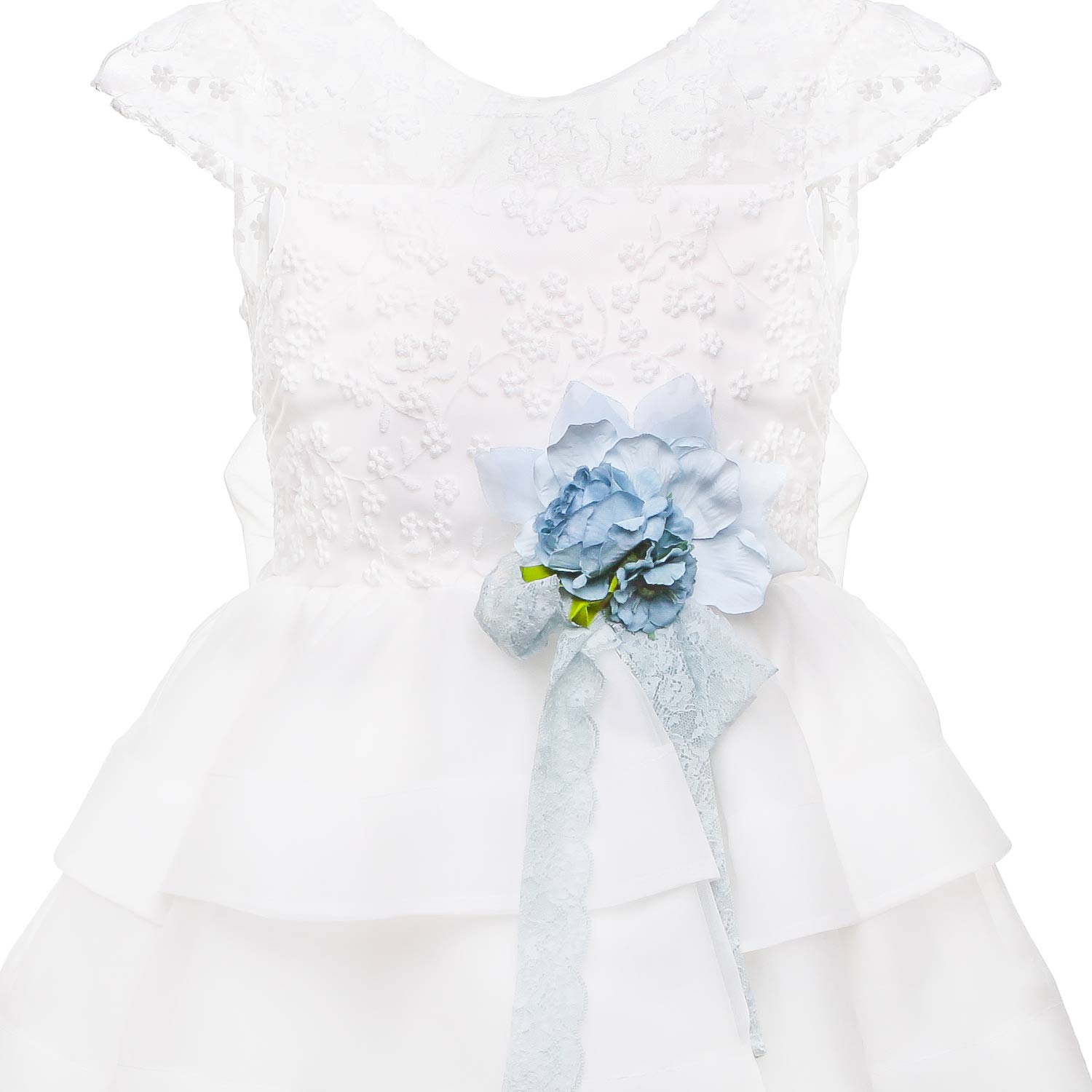 ABITO CERIMONIA BIANCO E CELESTE A BALZE TEEN - annameglio.com abbigliamento moda