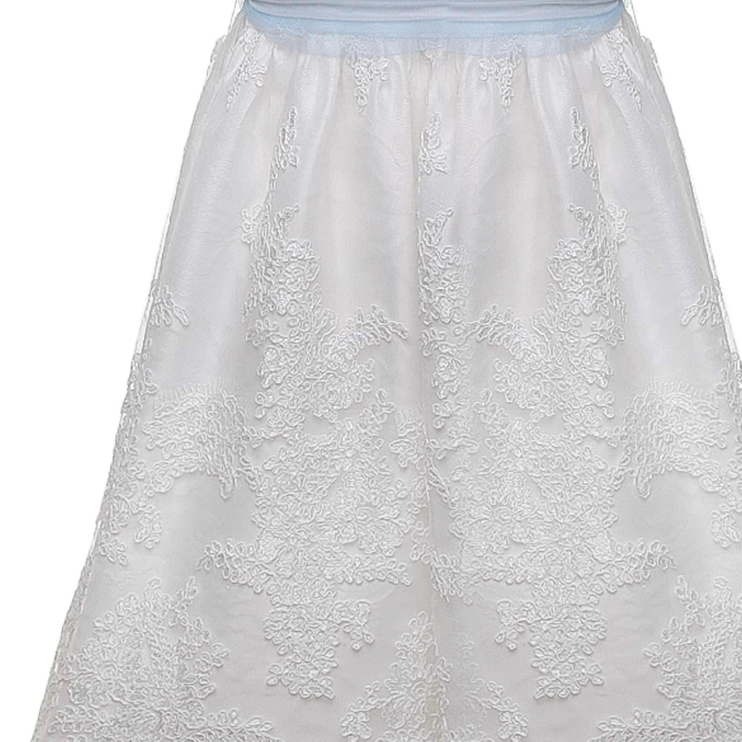 ABITO CERIMONIA BIANCO CON CINTURA CELESTE - annameglio.com abbigliamento moda