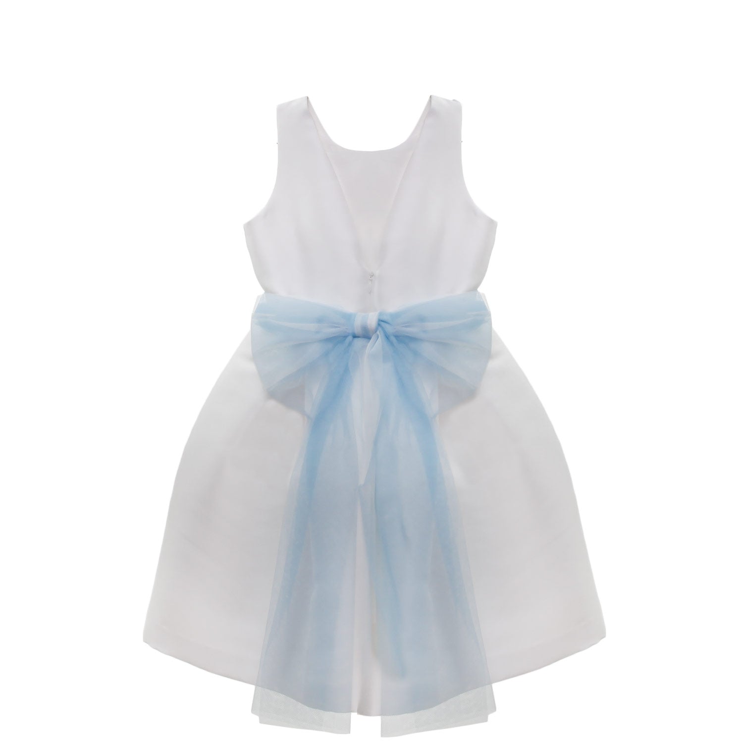 ABITO CERIMONIA BIANCO CON DOPPIA CINTURA CELESTE - annameglio.com abbigliamento moda