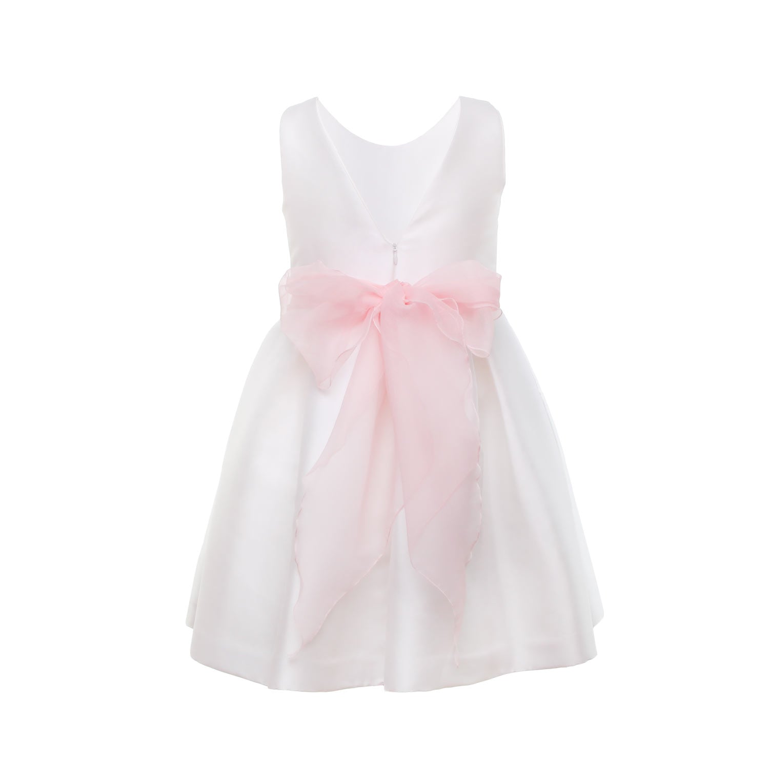 ABITO CERIMONIA BIANCO CON CINTURA ROSA - annameglio.com abbigliamento moda